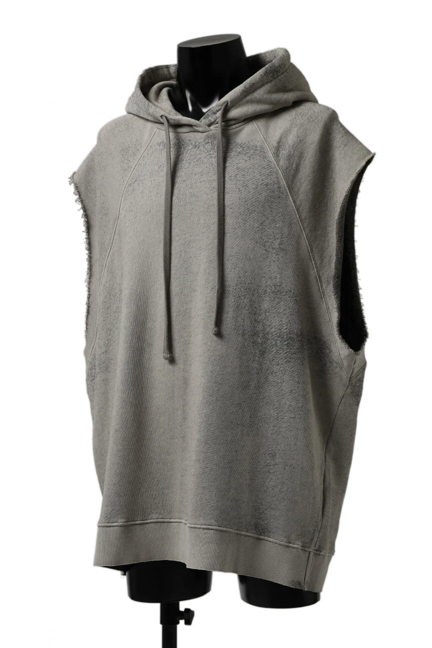 thomkrom SPLAY DYED SLEEVELESS HOODIE TOPS / FRENCH TERRY ORGANIC (SAND) - Image 2