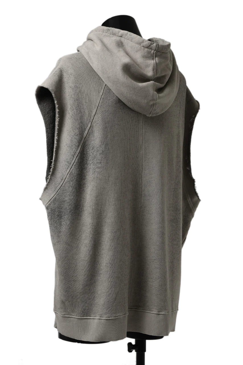 thomkrom SPLAY DYED SLEEVELESS HOODIE TOPS / FRENCH TERRY ORGANIC (SAND) - Image 4