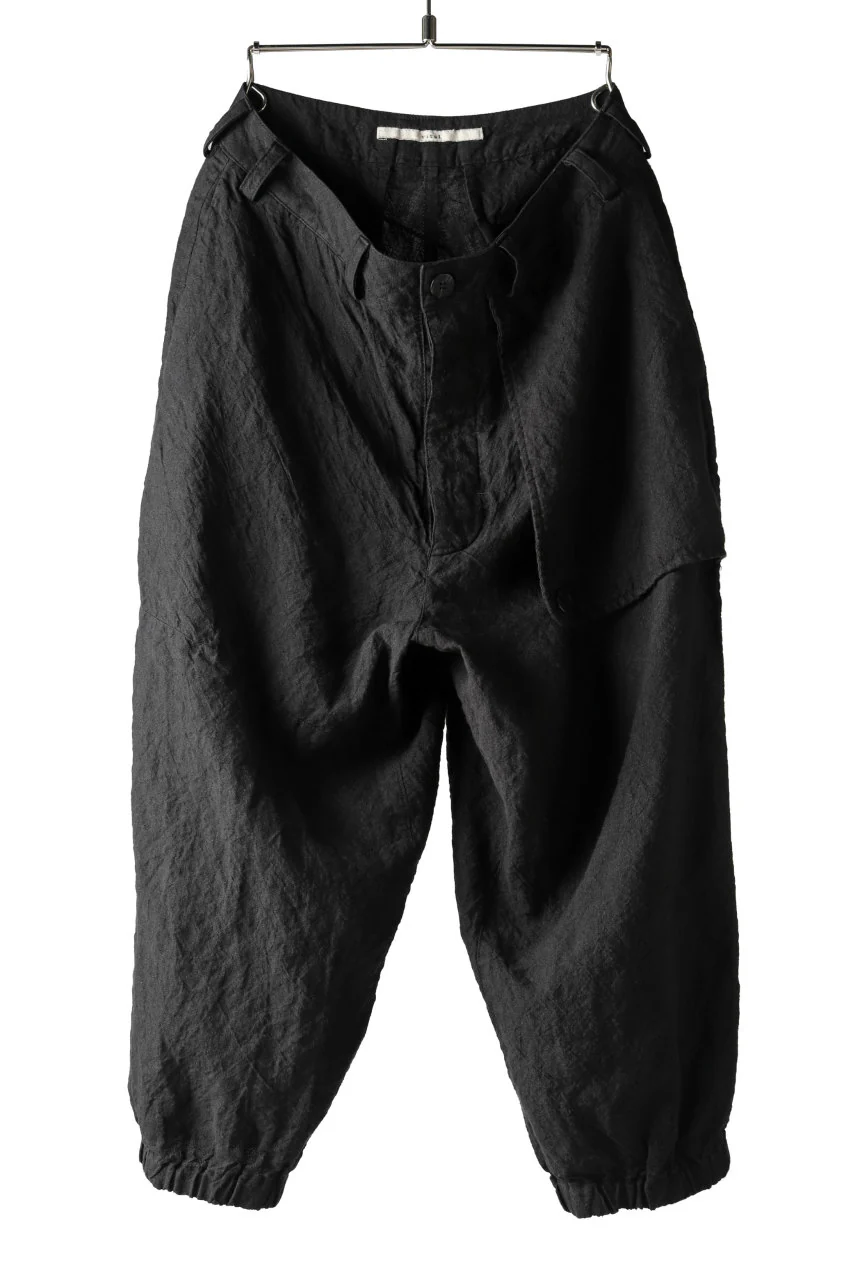 _vital exclusive covered pocket cropped pants / organic linen (BLACK)