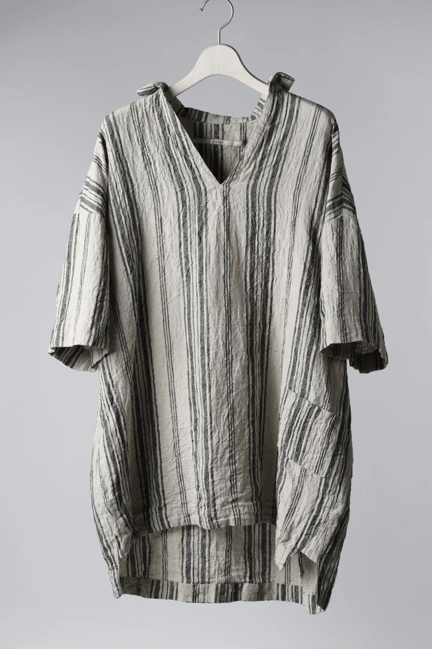 vital half collar tunica tops (organic linen stripe)