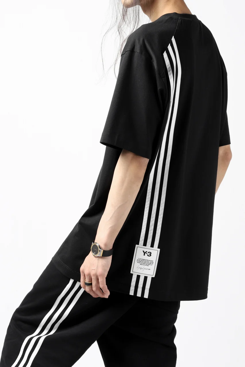 Y-3 Yohji Yamamoto 3-STP SHORT SLEEVE TEE / COTTON JERSEY (BLACK) - Image 3
