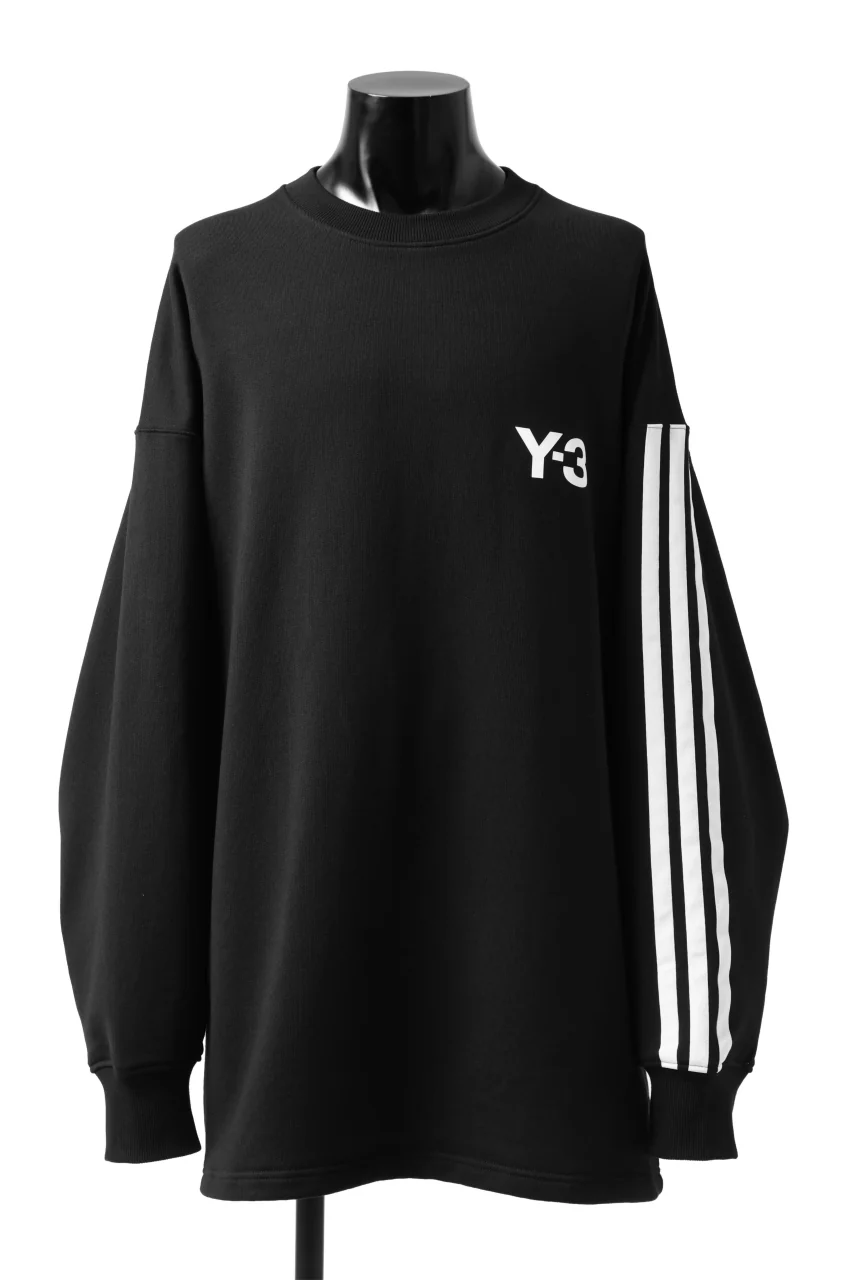 Y-3 Yohji Yamamoto 3 STRIPES LEFT SLEEVE SWEAT TOP / FRENCH TERRY (BLACK)