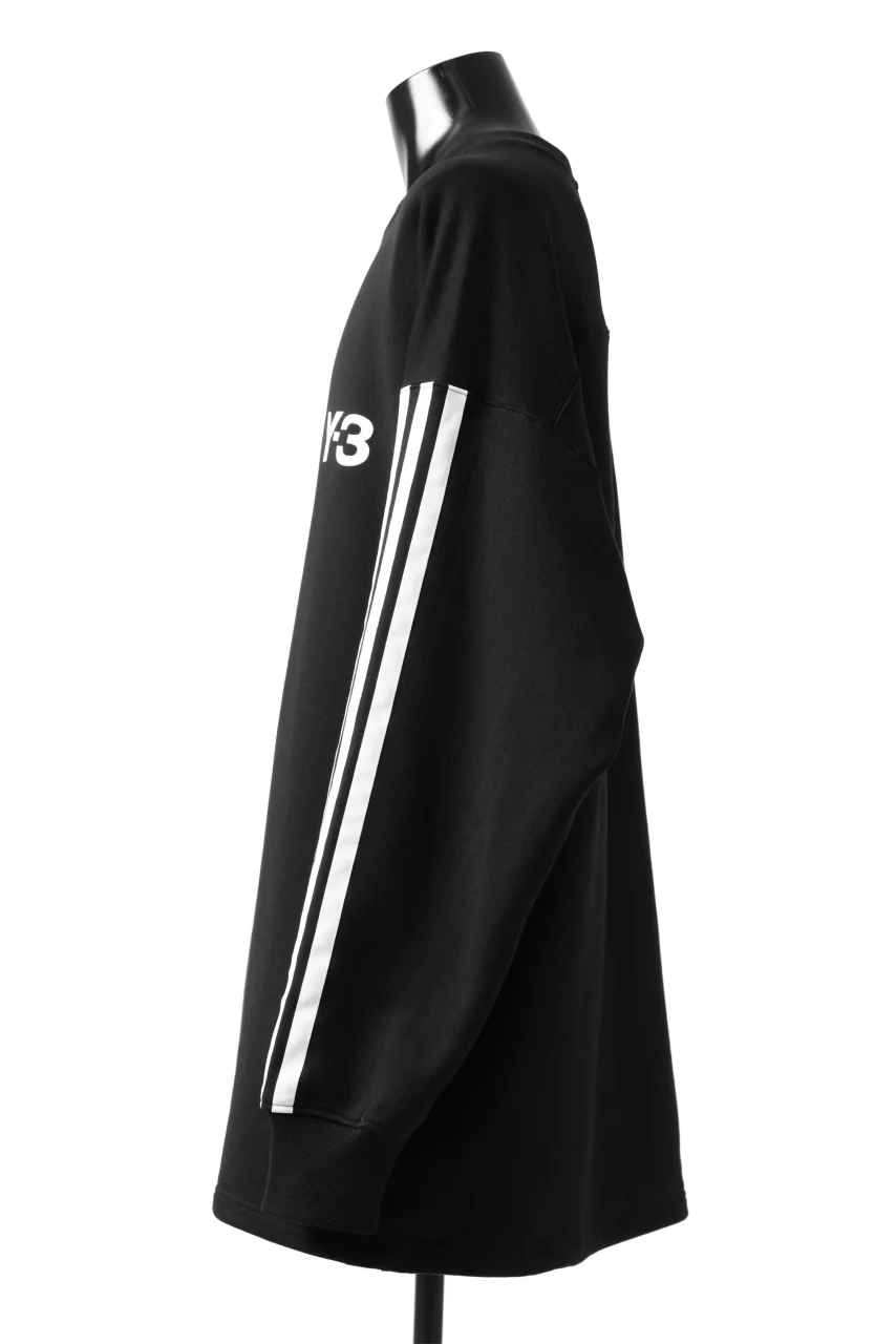 Y-3 Yohji Yamamoto 3 STRIPES LEFT SLEEVE SWEAT TOP / FRENCH TERRY (BLACK) - Image 10