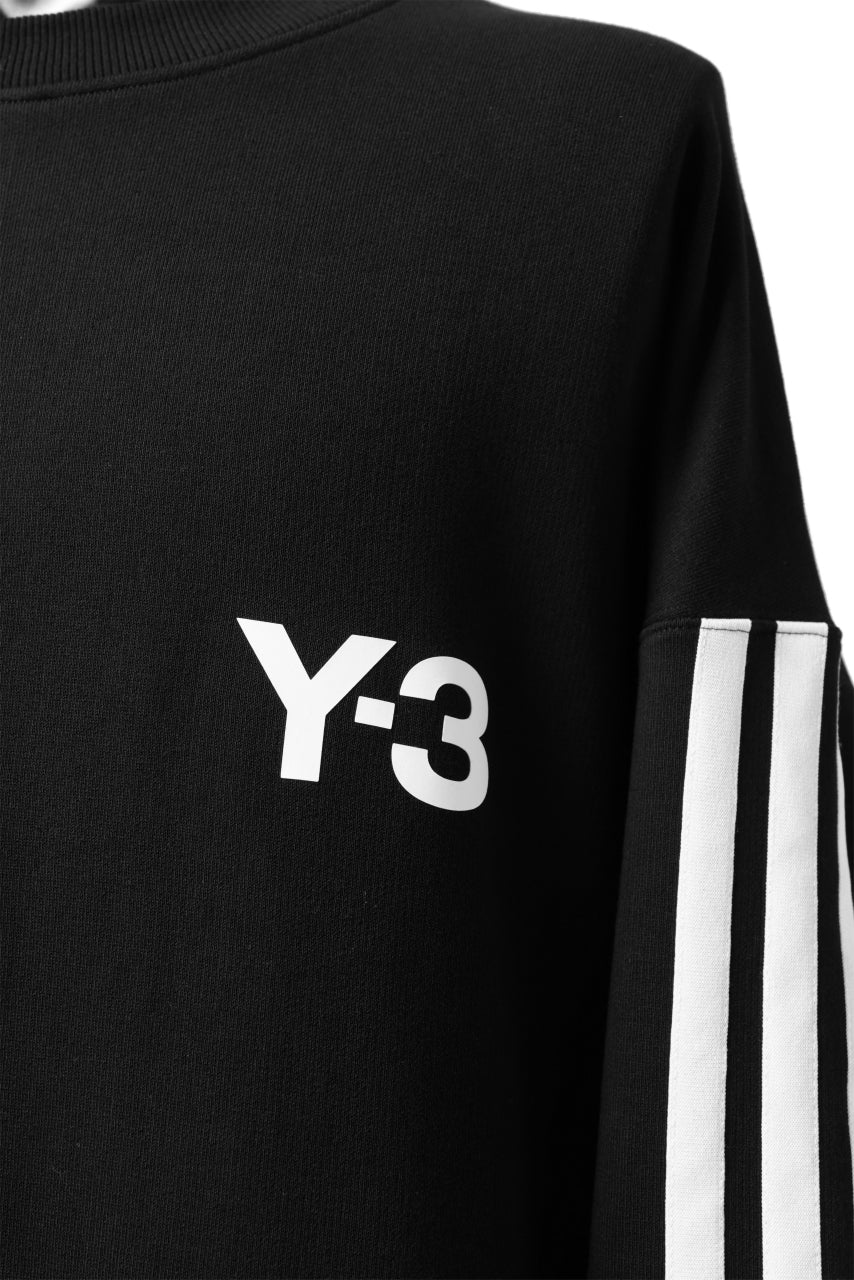 Y-3 Yohji Yamamoto 3 STRIPES LEFT SLEEVE SWEAT TOP / FRENCH TERRY (BLACK) - Image 18