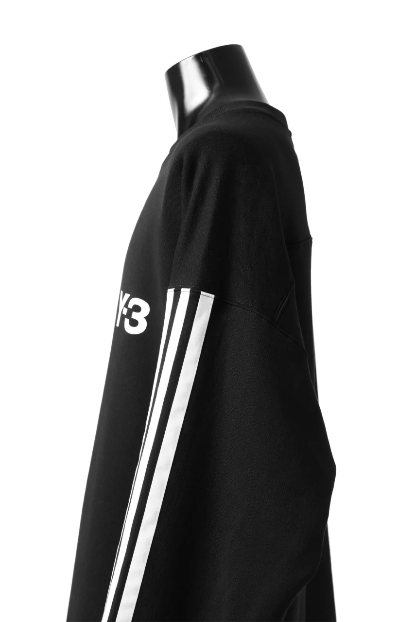 Y-3 Yohji Yamamoto 3 STRIPES LEFT SLEEVE SWEAT TOP / FRENCH TERRY (BLACK) - Image 20