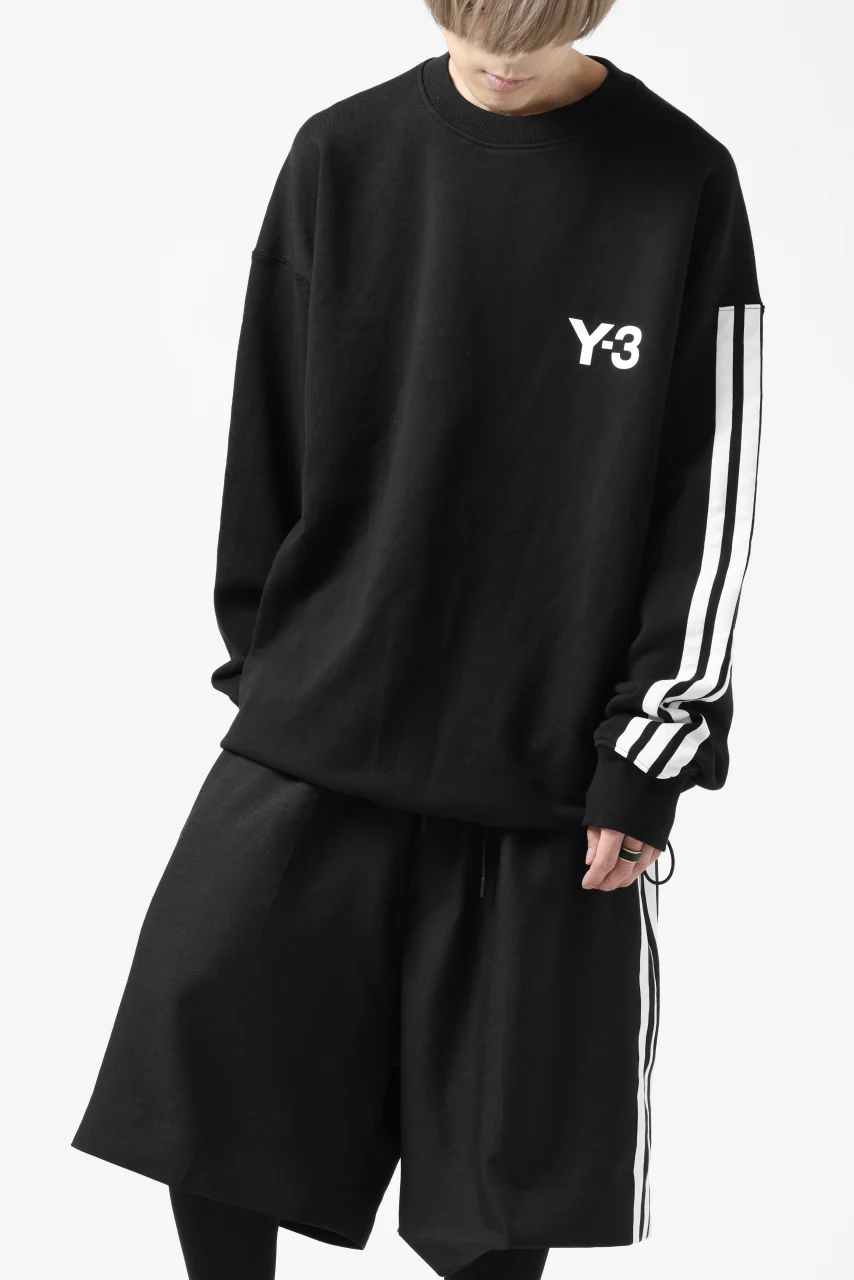 Y-3 Yohji Yamamoto 3 STRIPES LEFT SLEEVE SWEAT TOP / FRENCH TERRY (BLACK) - Image 27