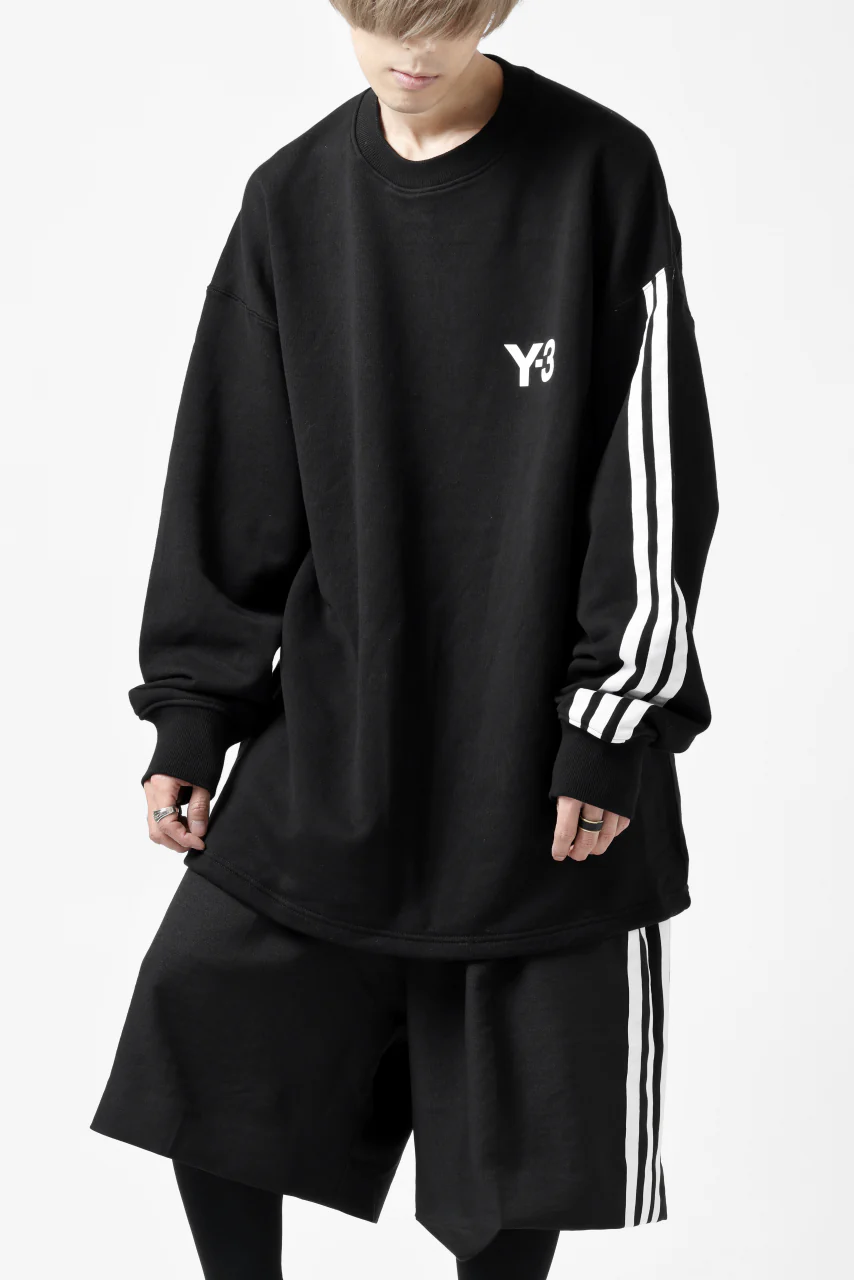 Y-3 Yohji Yamamoto 3 STRIPES LEFT SLEEVE SWEAT TOP / FRENCH TERRY (BLACK) - Image 29