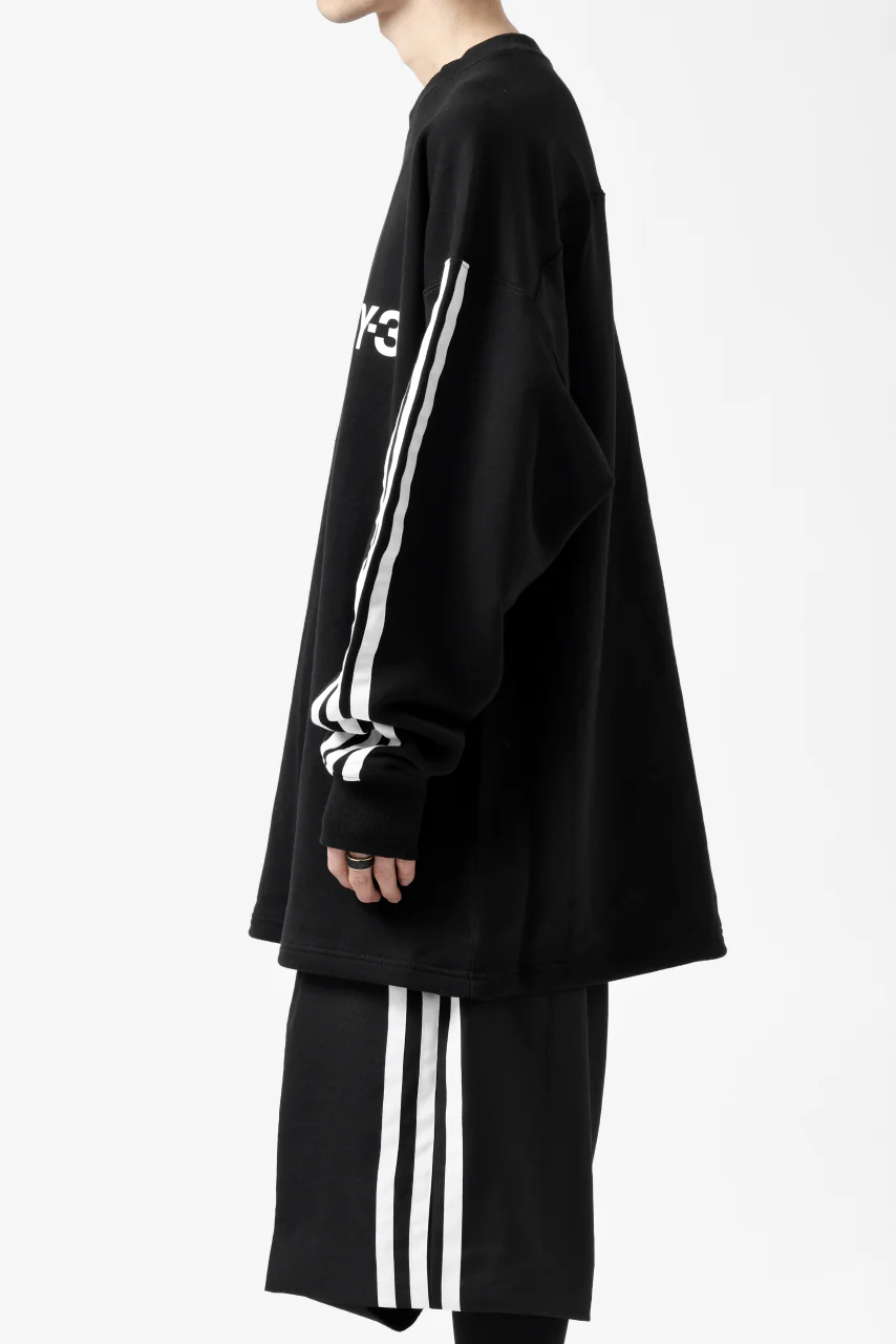 Y-3 Yohji Yamamoto 3 STRIPES LEFT SLEEVE SWEAT TOP / FRENCH TERRY (BLACK) - Image 30