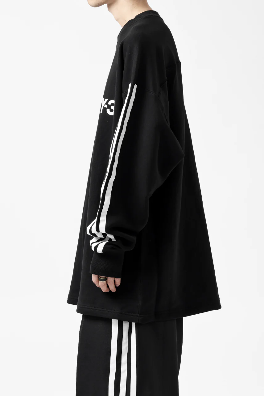 Y-3 Yohji Yamamoto 3 STRIPES LEFT SLEEVE SWEAT TOP / FRENCH TERRY (BLACK) - Image 35