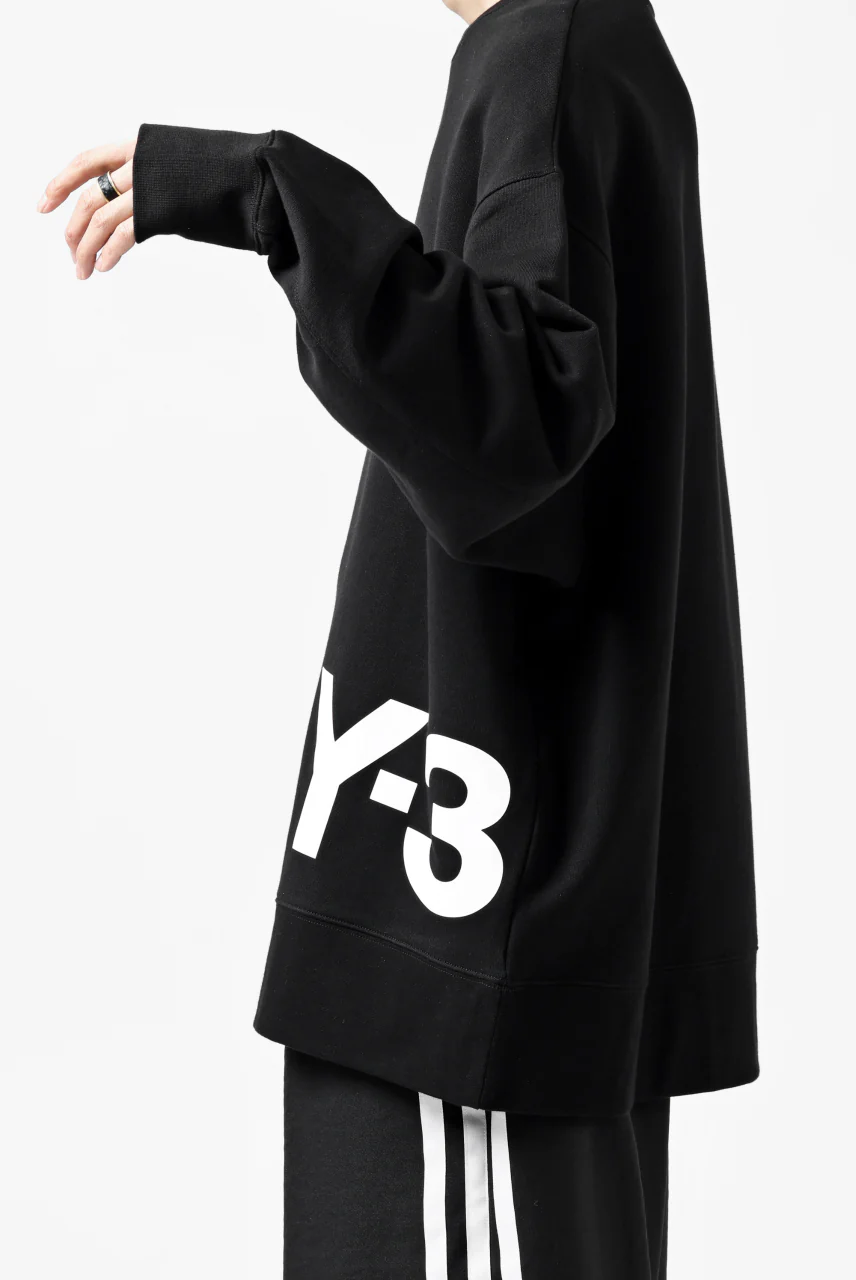 Y-3 Yohji Yamamoto 3 STRIPES LEFT SLEEVE SWEAT TOP / FRENCH TERRY (BLACK) - Image 36