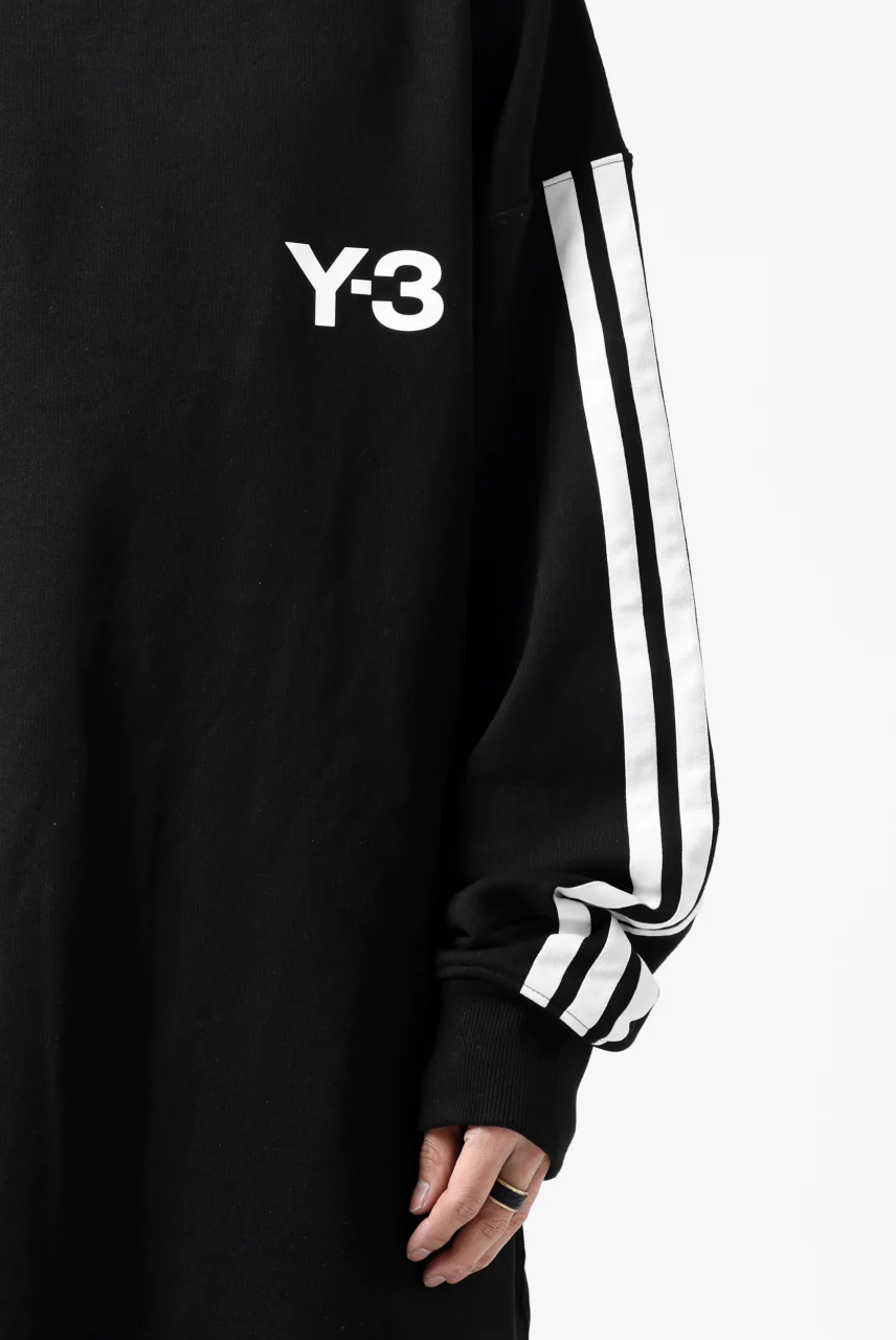 Y-3 Yohji Yamamoto 3 STRIPES LEFT SLEEVE SWEAT TOP / FRENCH TERRY (BLACK) - Image 39