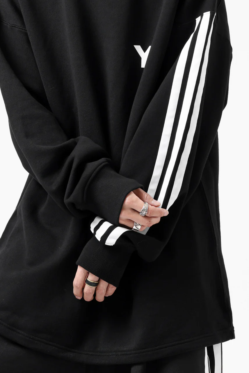 Y-3 Yohji Yamamoto 3 STRIPES LEFT SLEEVE SWEAT TOP / FRENCH TERRY (BLACK) - Image 40