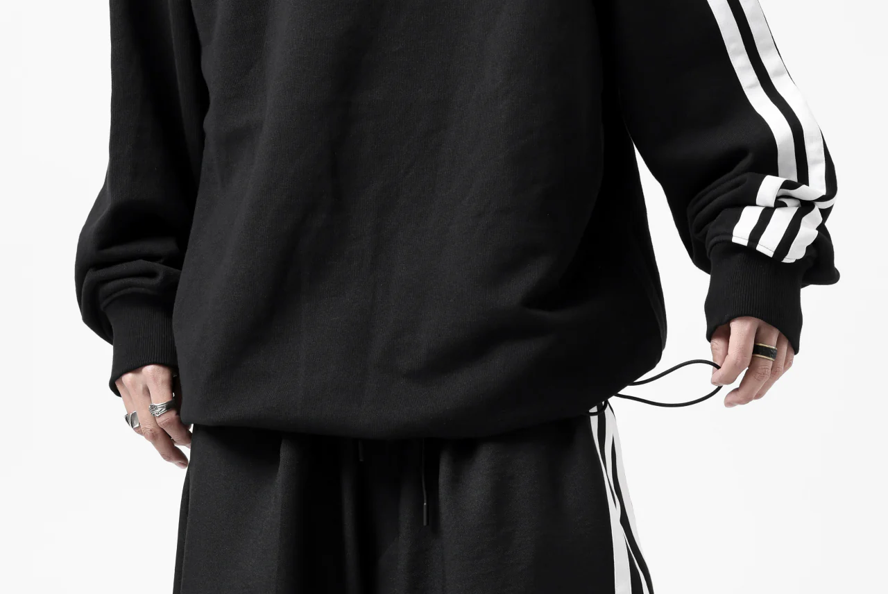 Y-3 Yohji Yamamoto 3 STRIPES LEFT SLEEVE SWEAT TOP / FRENCH TERRY (BLACK) - Image 44