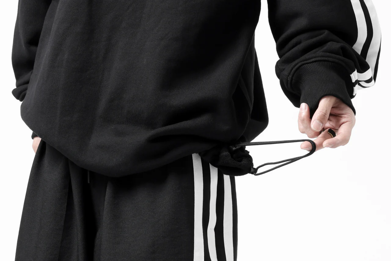 Y-3 Yohji Yamamoto 3 STRIPES LEFT SLEEVE SWEAT TOP / FRENCH TERRY (BLACK) - Image 45