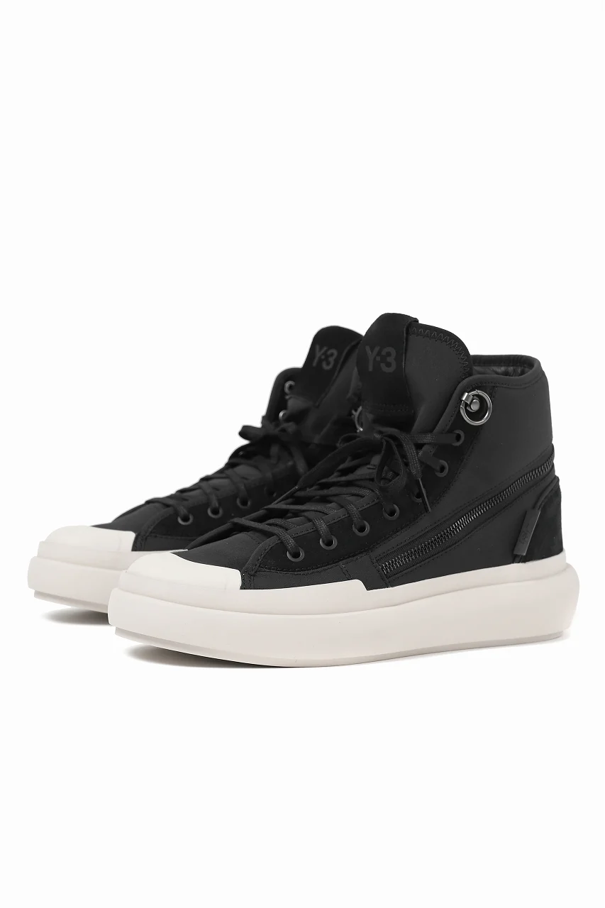 Y-3 Yohji Yamamoto AJATU COURT HIGH SNEAKERS (BLACK/BLACK/COREWHITE)