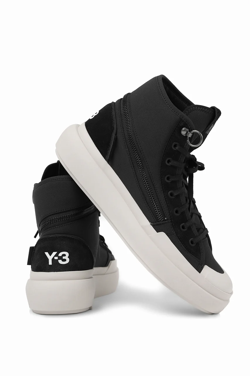 Y-3 Yohji Yamamoto AJATU COURT HIGH SNEAKERS (BLACK/BLACK/COREWHITE) - Image 10