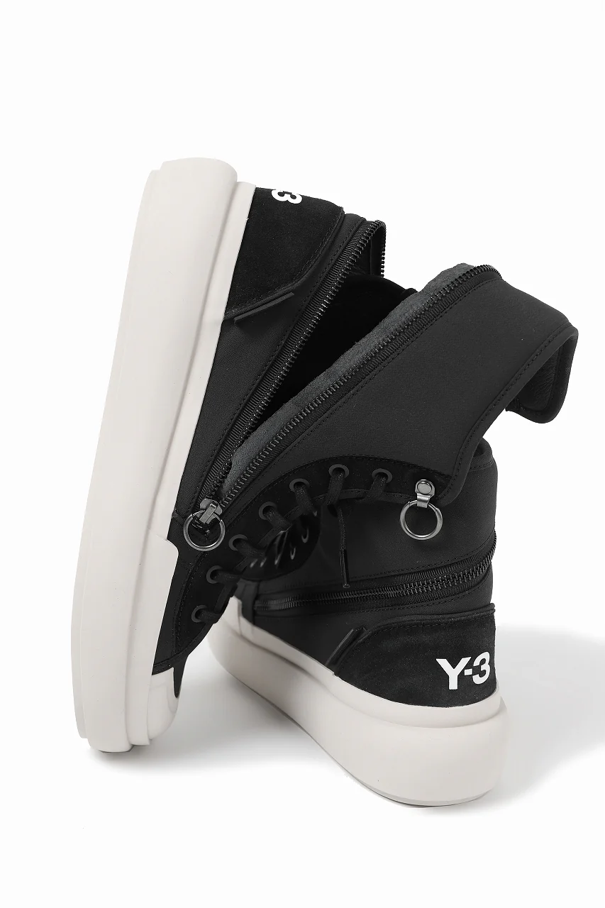 Y-3 Yohji Yamamoto AJATU COURT HIGH SNEAKERS (BLACK/BLACK/COREWHITE) - Image 12
