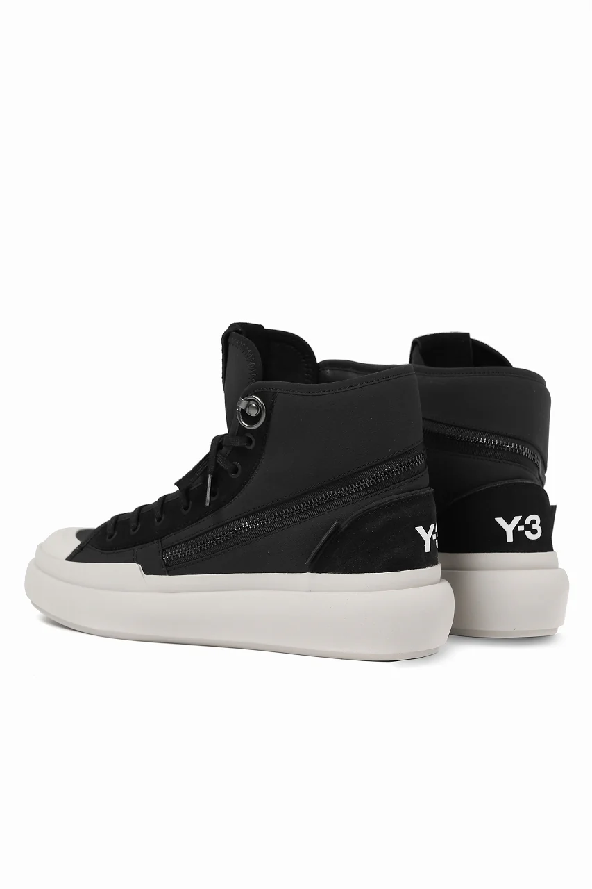 Y-3 Yohji Yamamoto AJATU COURT HIGH SNEAKERS (BLACK/BLACK/COREWHITE) - Image 13