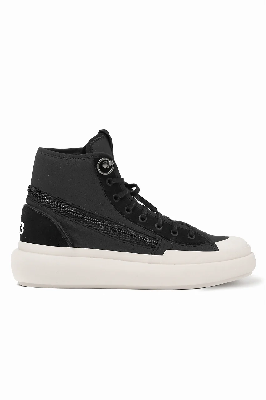 Y-3 Yohji Yamamoto AJATU COURT HIGH SNEAKERS (BLACK/BLACK/COREWHITE) - Image 14