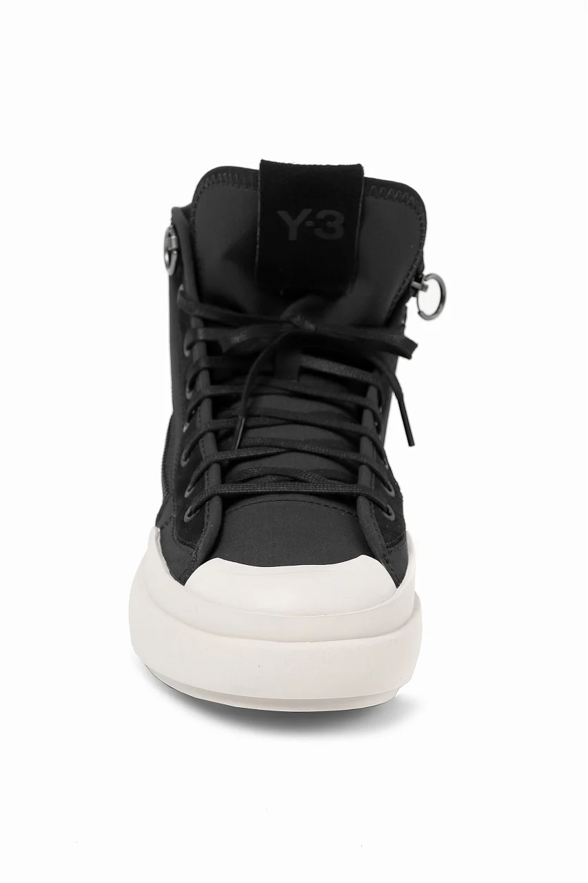 Y-3 Yohji Yamamoto AJATU COURT HIGH SNEAKERS (BLACK/BLACK/COREWHITE) - Image 16