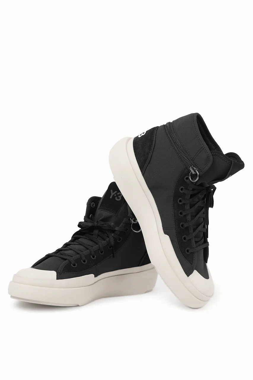 Y-3 Yohji Yamamoto AJATU COURT HIGH SNEAKERS (BLACK/BLACK/COREWHITE) - Image 2