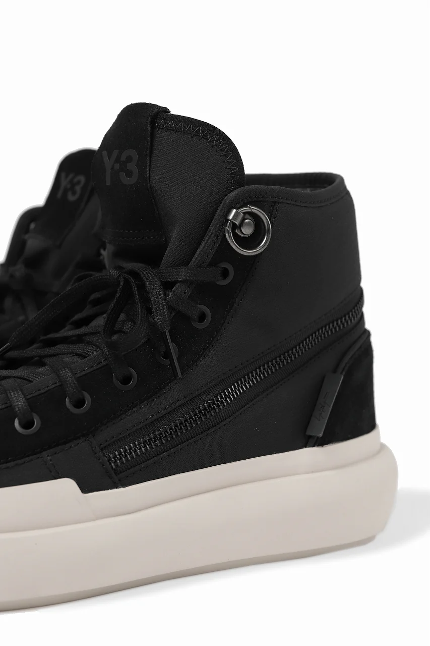 Y-3 Yohji Yamamoto AJATU COURT HIGH SNEAKERS (BLACK/BLACK/COREWHITE) - Image 21