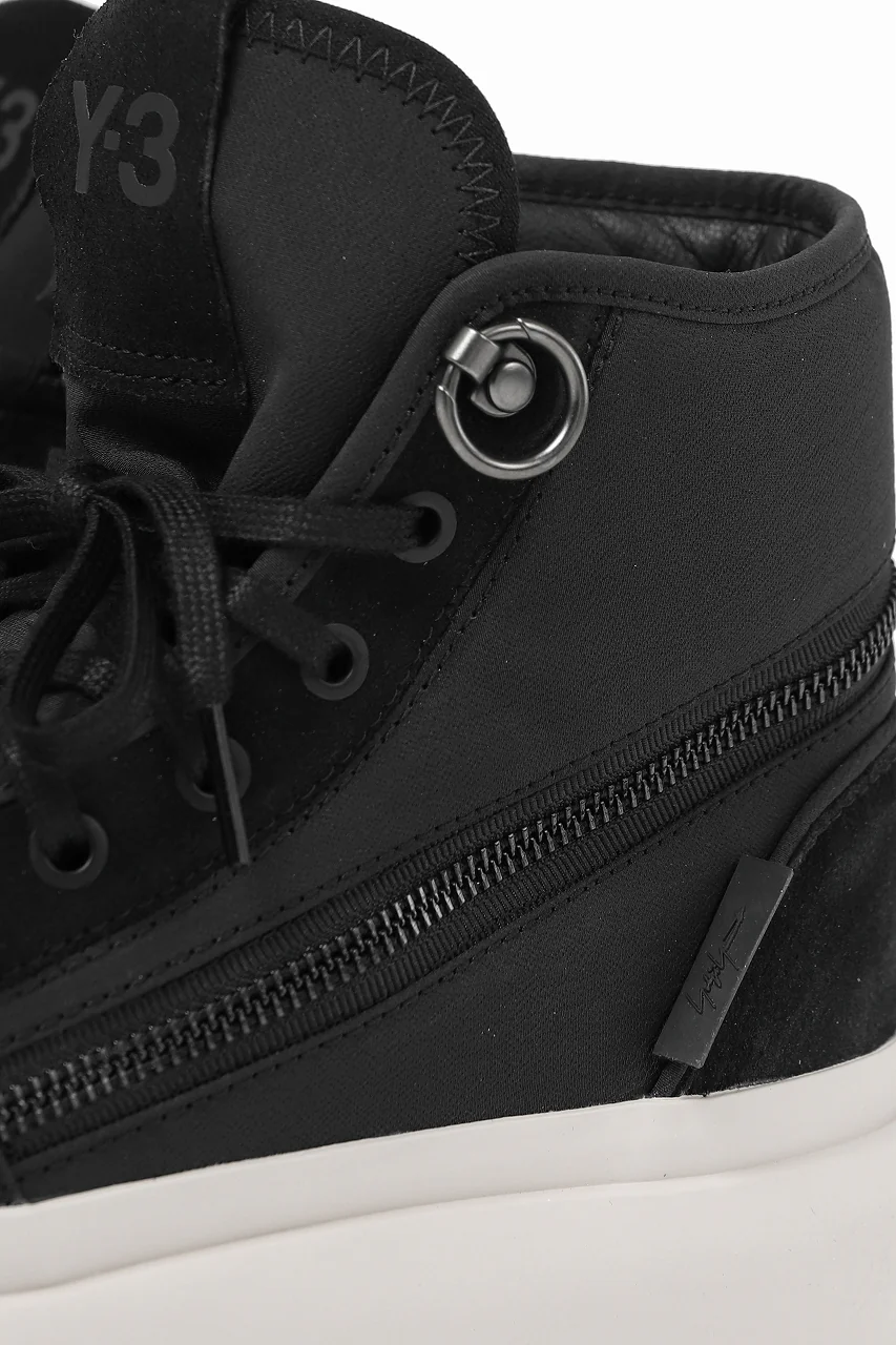 Y-3 Yohji Yamamoto AJATU COURT HIGH SNEAKERS (BLACK/BLACK/COREWHITE) - Image 22
