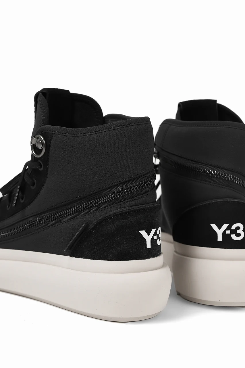 Y-3 Yohji Yamamoto AJATU COURT HIGH SNEAKERS (BLACK/BLACK/COREWHITE) - Image 26