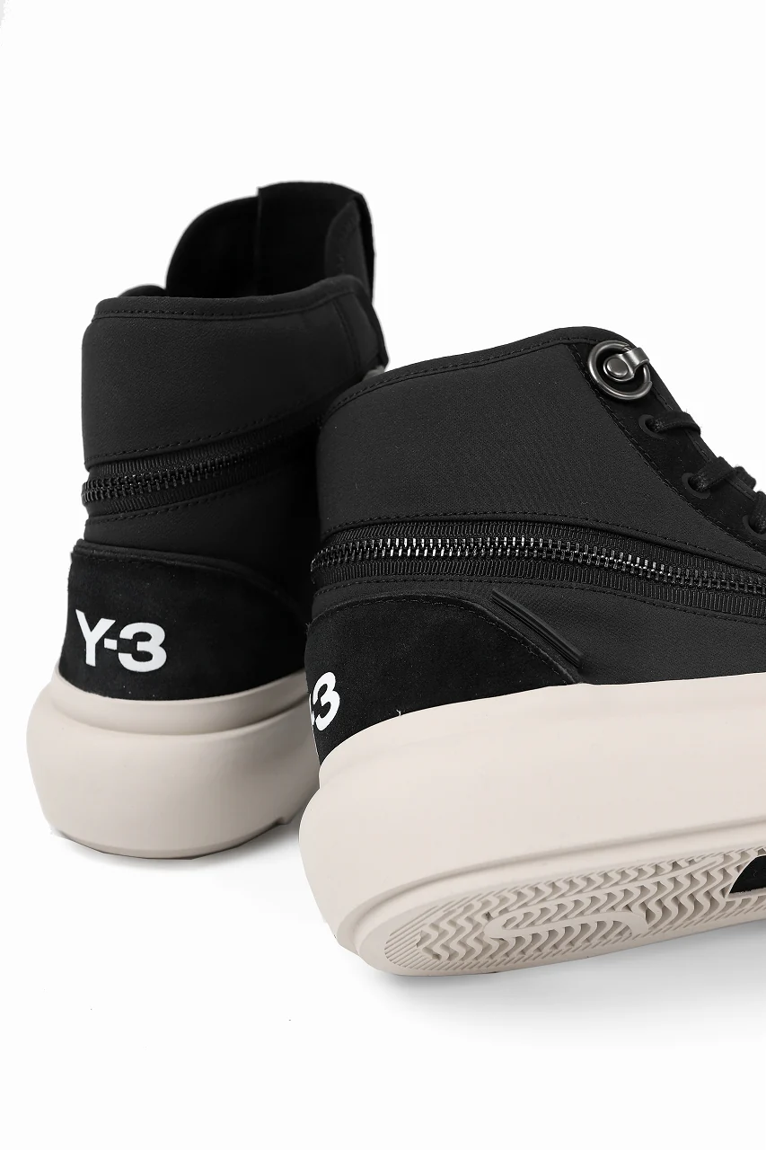 Y-3 Yohji Yamamoto AJATU COURT HIGH SNEAKERS (BLACK/BLACK/COREWHITE) - Image 29