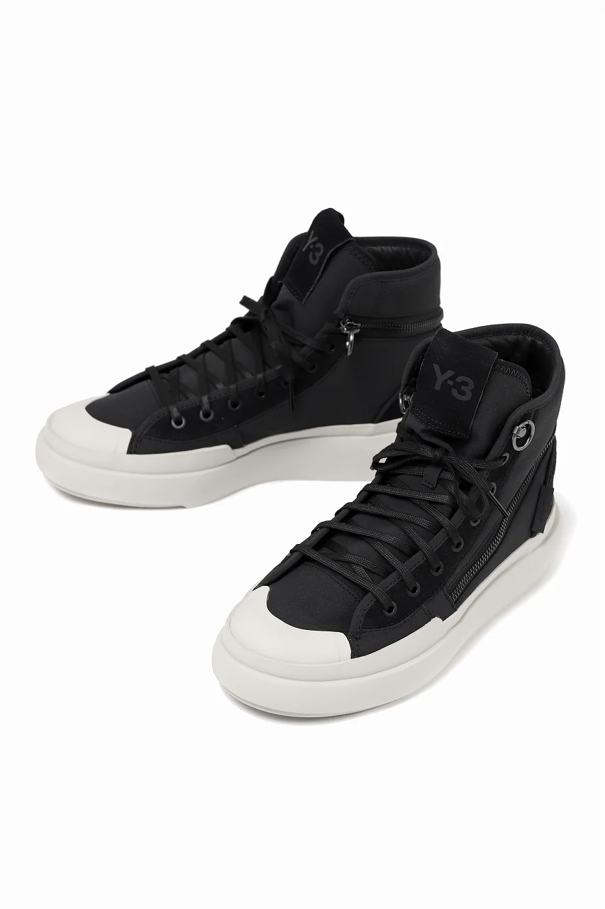 Y-3 Yohji Yamamoto AJATU COURT HIGH SNEAKERS (BLACK/BLACK/COREWHITE) - Image 7