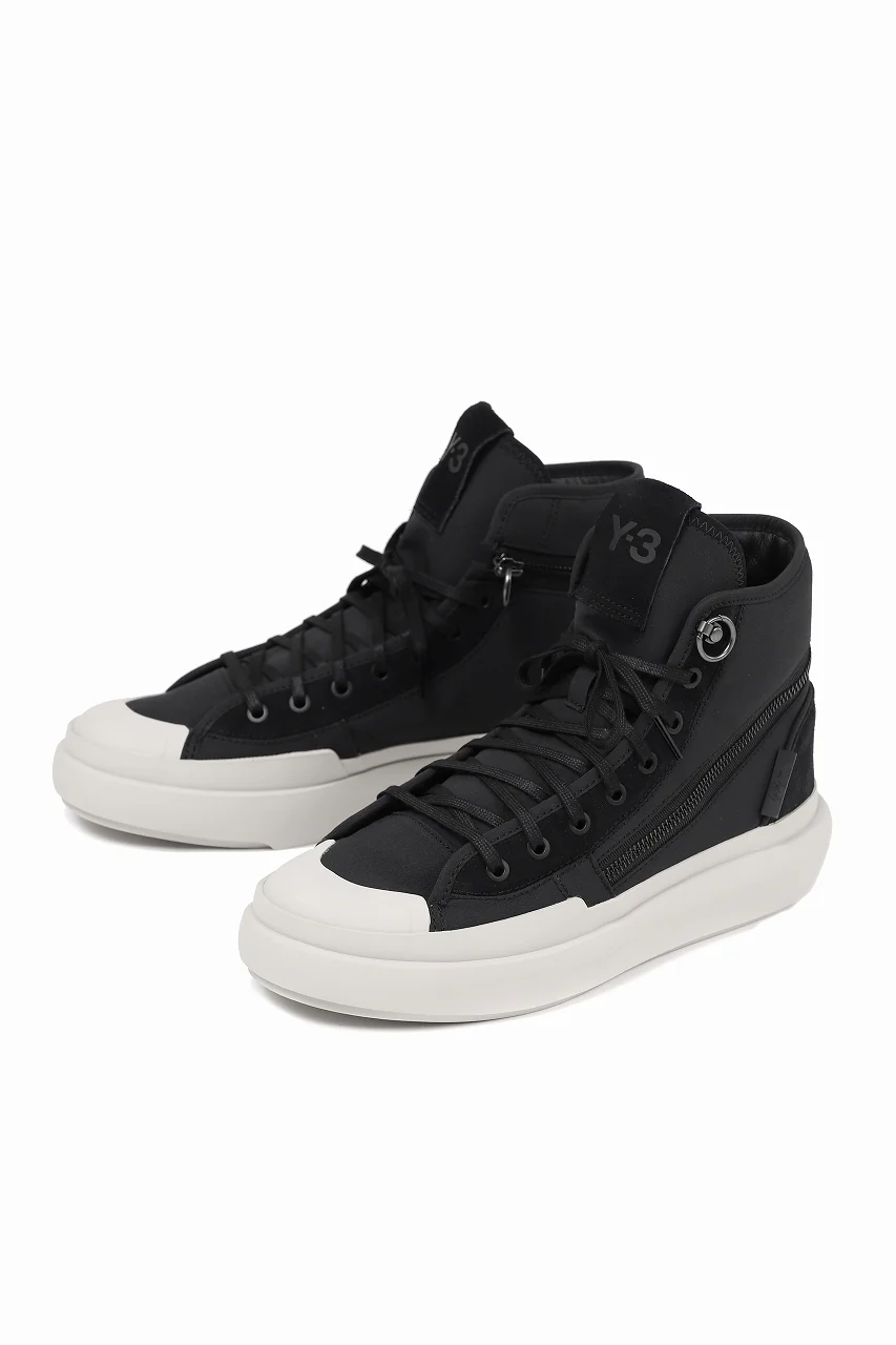 Y-3 Yohji Yamamoto AJATU COURT HIGH SNEAKERS (BLACK/BLACK/COREWHITE) - Image 9