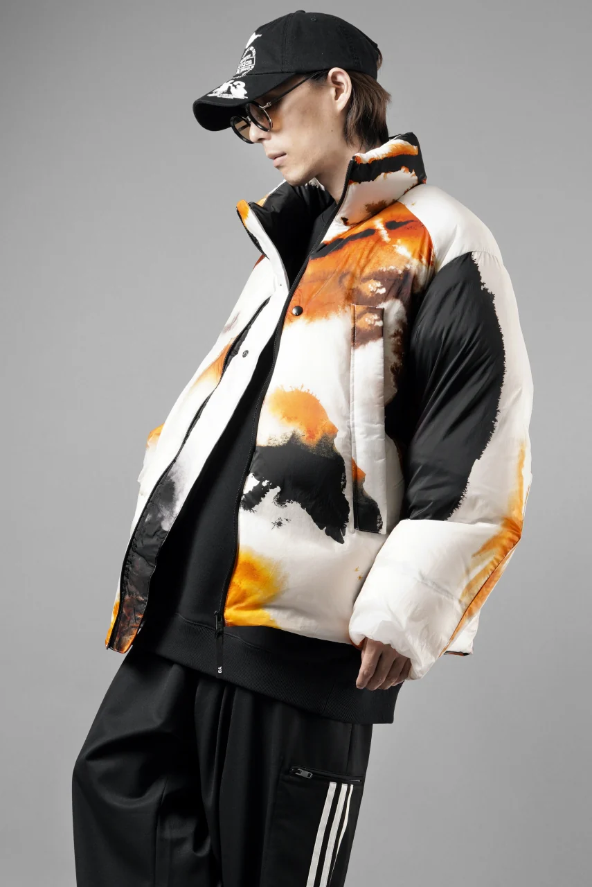 Y-3 Yohji Yamamoto AOP PUFFER DOWN JACKET (WHITE + MULTI) - Image 11