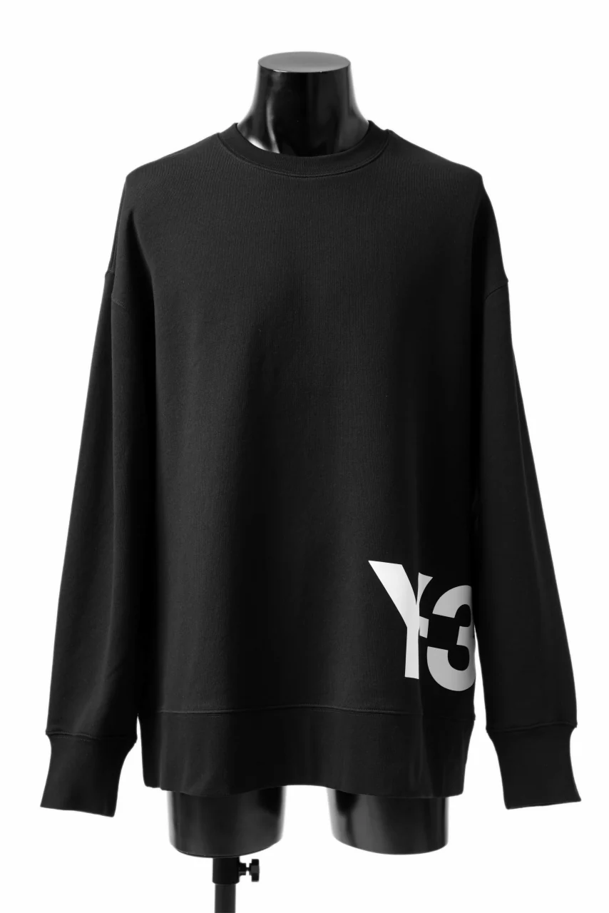 Y-3 Yohji Yamamoto BIG LOGO SWEAT TOP / FRENCH TERRY (BLACK)