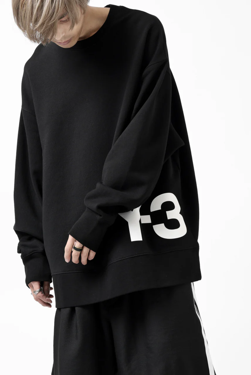 Y-3 Yohji Yamamoto BIG LOGO SWEAT TOP / FRENCH TERRY (BLACK) - Image 26