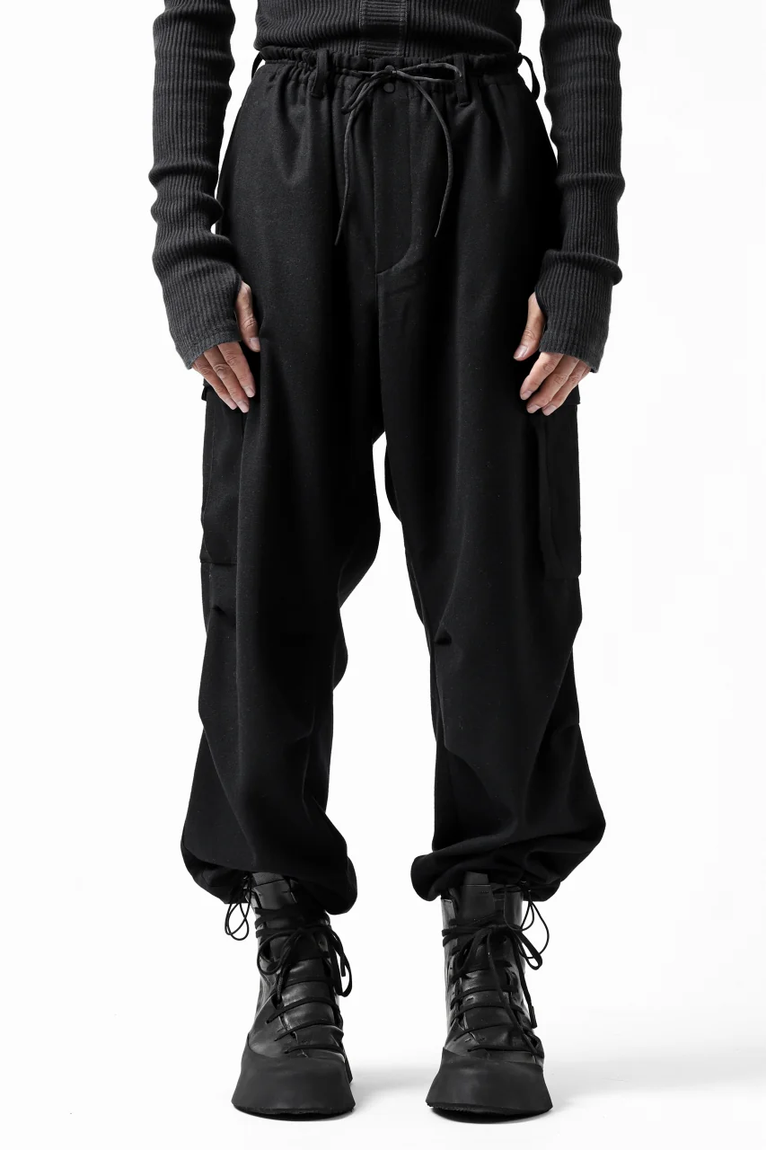 Y-3 Yohji Yamamoto CLASSIC CARGO PANTS / WOOL FLANNEL (BLACK) - Image 2