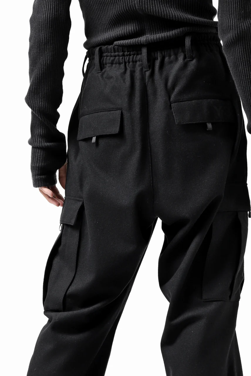 Y-3 Yohji Yamamoto CLASSIC CARGO PANTS / WOOL FLANNEL (BLACK) - Image 36