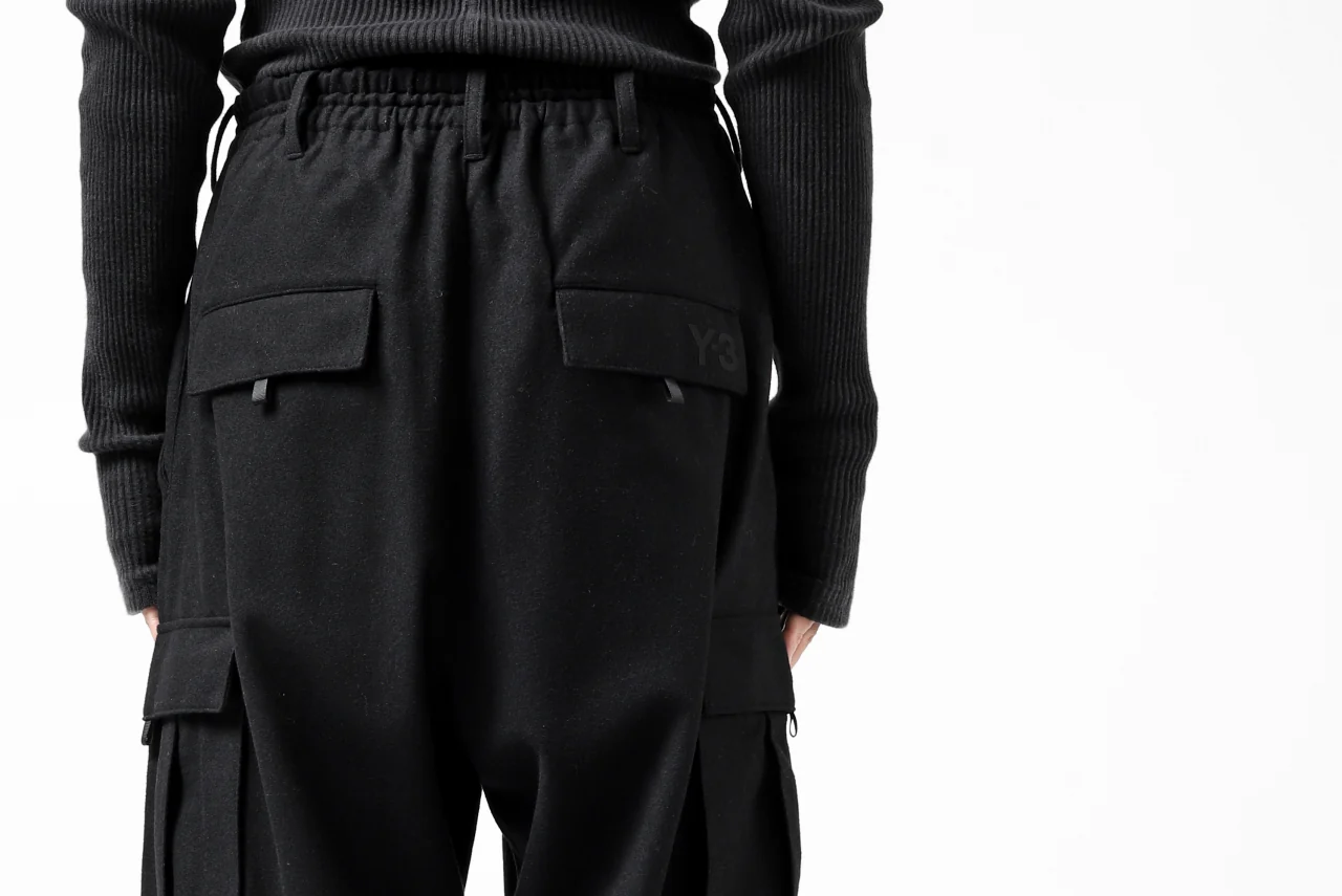 Y-3 Yohji Yamamoto CLASSIC CARGO PANTS / WOOL FLANNEL (BLACK) - Image 38