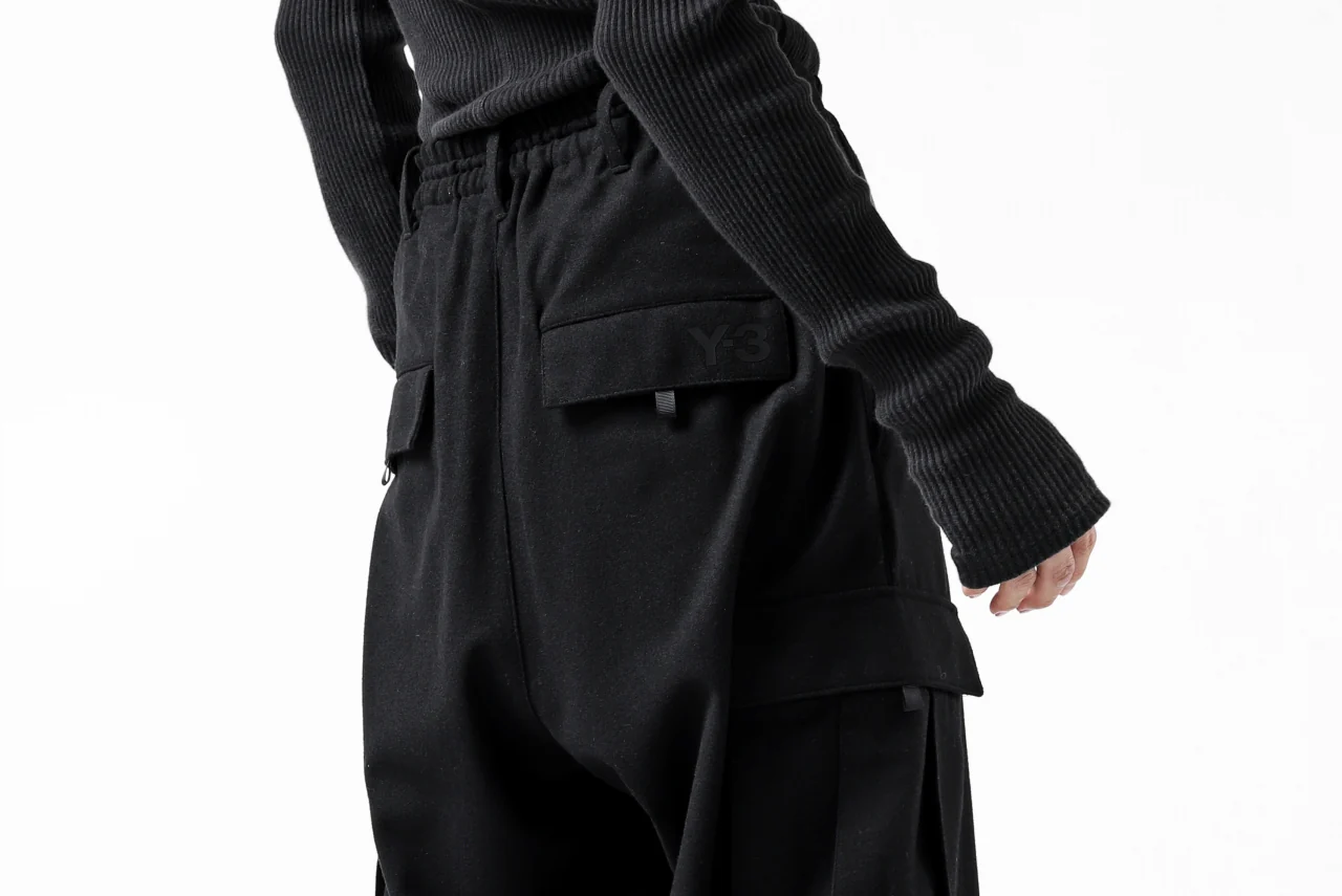 Y-3 Yohji Yamamoto CLASSIC CARGO PANTS / WOOL FLANNEL (BLACK) - Image 39