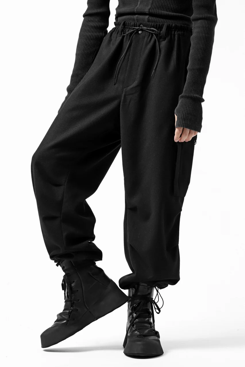 Y-3 Yohji Yamamoto CLASSIC CARGO PANTS / WOOL FLANNEL (BLACK) - Image 4