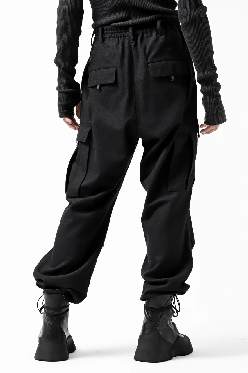 Y-3 Yohji Yamamoto CLASSIC CARGO PANTS / WOOL FLANNEL (BLACK) - Image 5