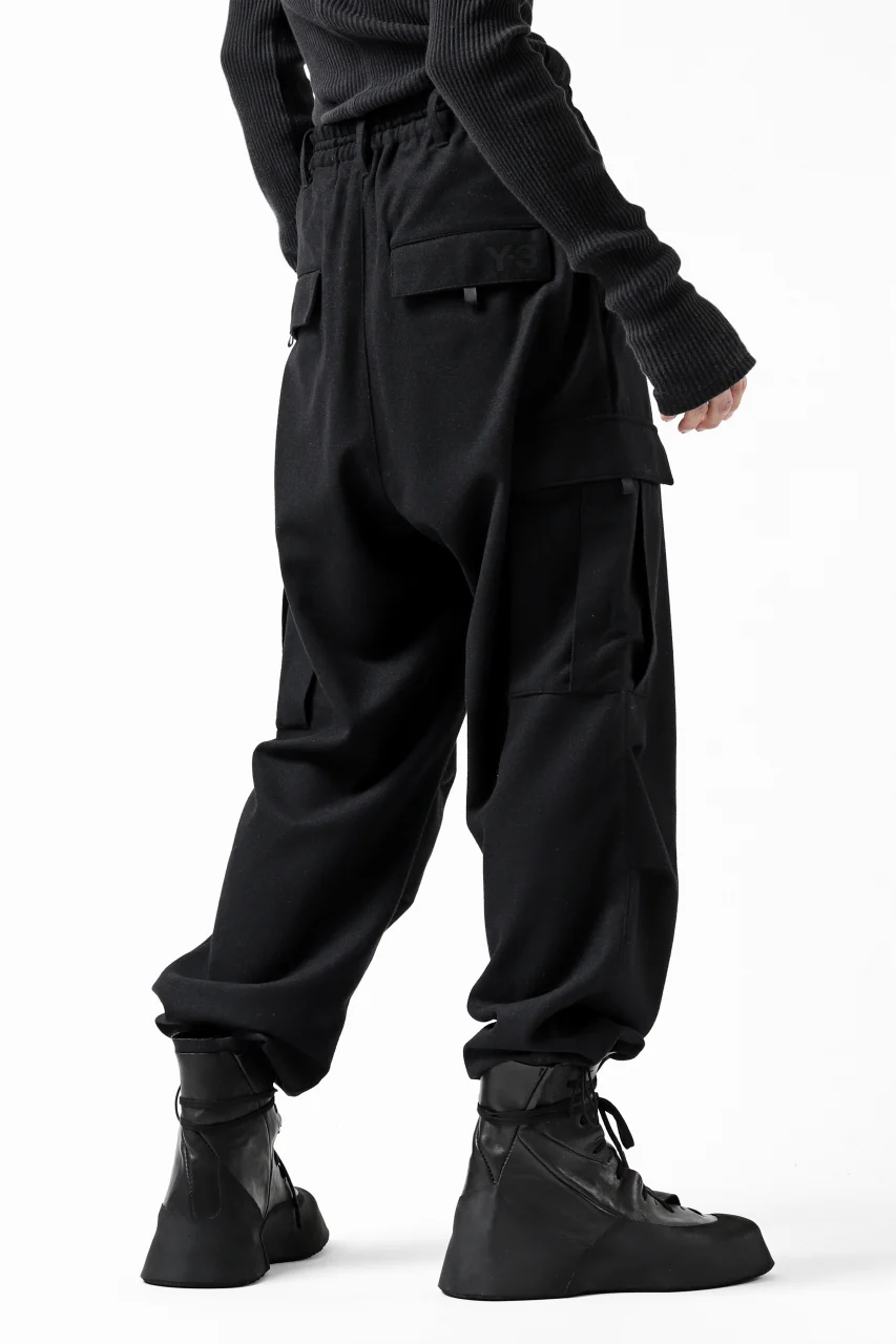 Y-3 Yohji Yamamoto CLASSIC CARGO PANTS / WOOL FLANNEL (BLACK) - Image 6