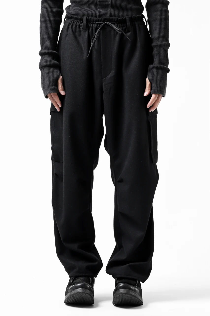 Y-3 Yohji Yamamoto CLASSIC CARGO PANTS / WOOL FLANNEL (BLACK) - Image 8
