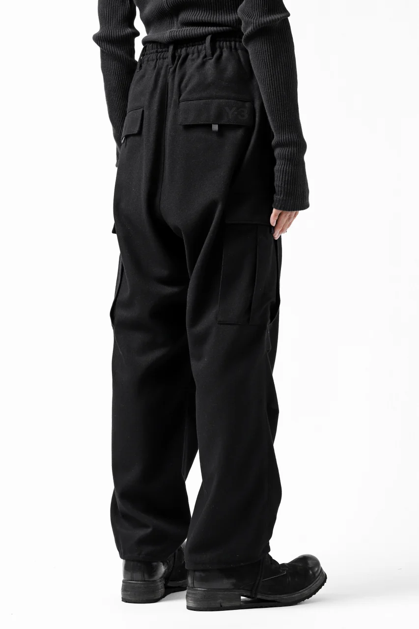 Y-3 Yohji Yamamoto CLASSIC CARGO PANTS / WOOL FLANNEL (BLACK) - Image 9