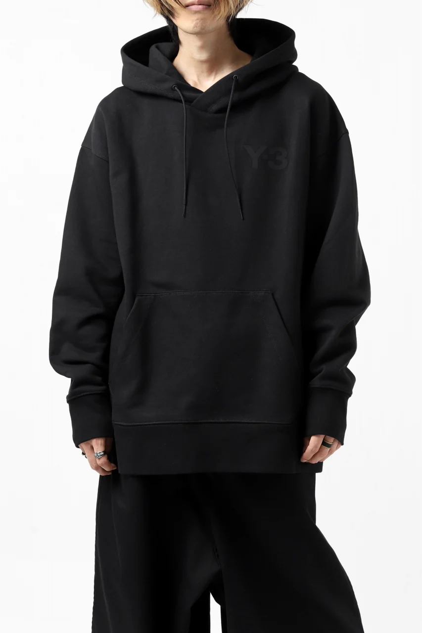Y-3 Yohji Yamamoto CLASSIC CHEST LOGO HOODIE PARKA / FRENCH TERRY (BLACK) - Image 2
