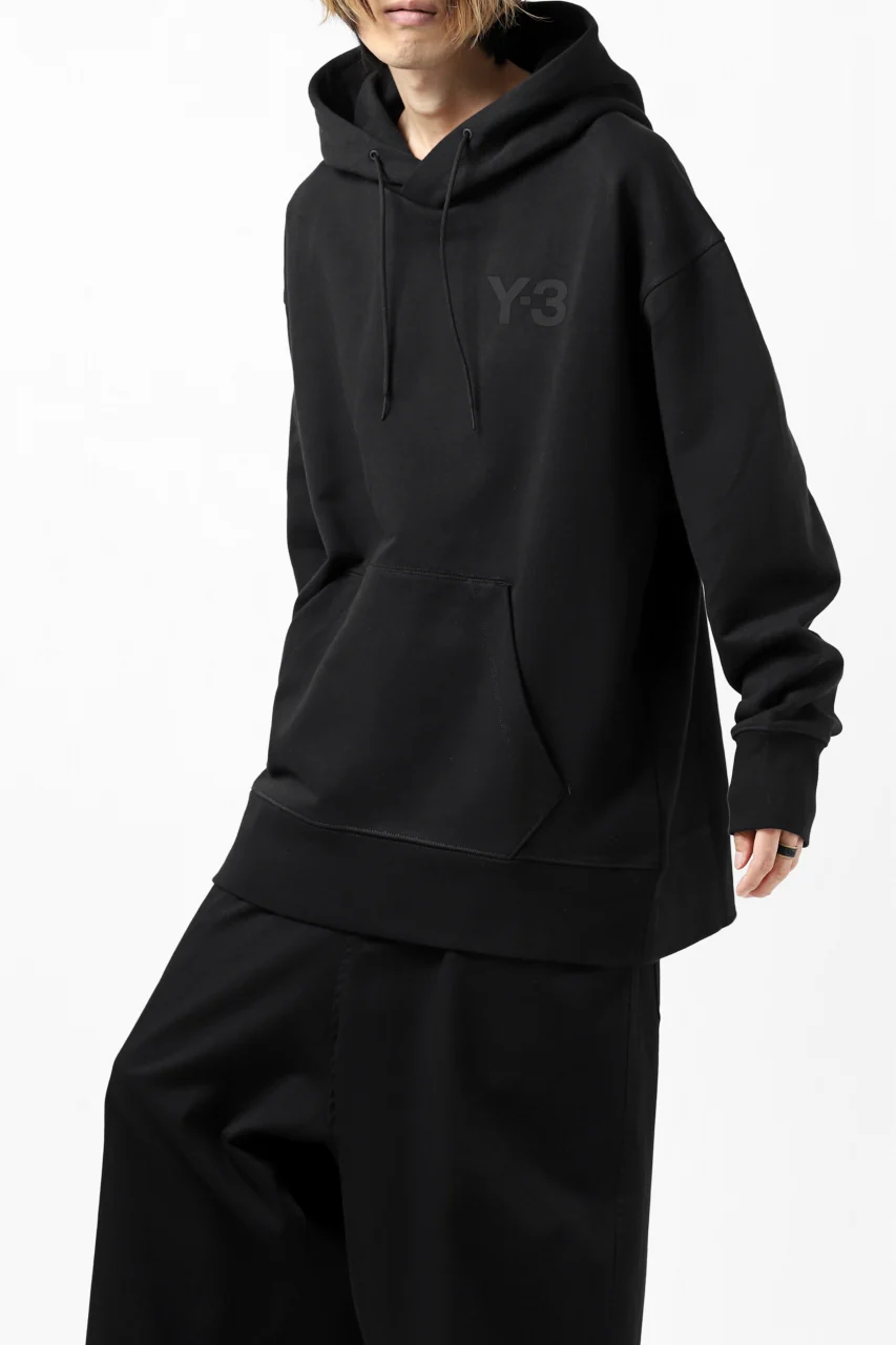 Y-3 Yohji Yamamoto CLASSIC CHEST LOGO HOODIE PARKA / FRENCH TERRY (BLACK) - Image 3