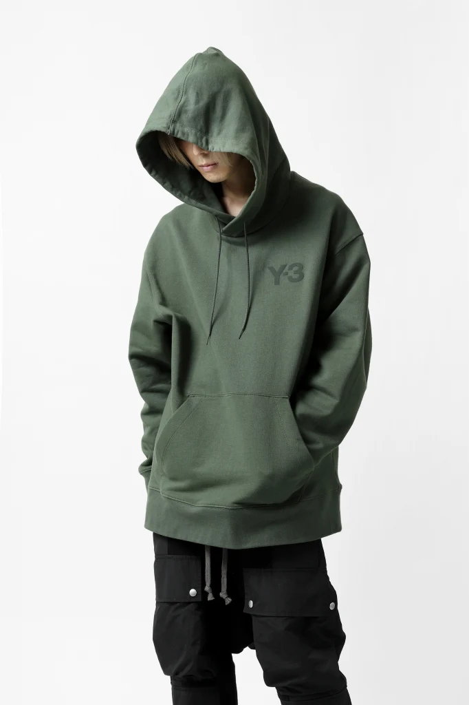Y-3 Yohji Yamamoto CLASSIC CHEST LOGO HOODIE PARKA / FRENCH TERRY (GREEN) - Image 10