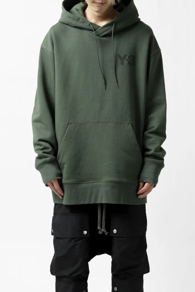 Y-3 Yohji Yamamoto CLASSIC CHEST LOGO HOODIE PARKA / FRENCH TERRY (GREEN) - Image 2