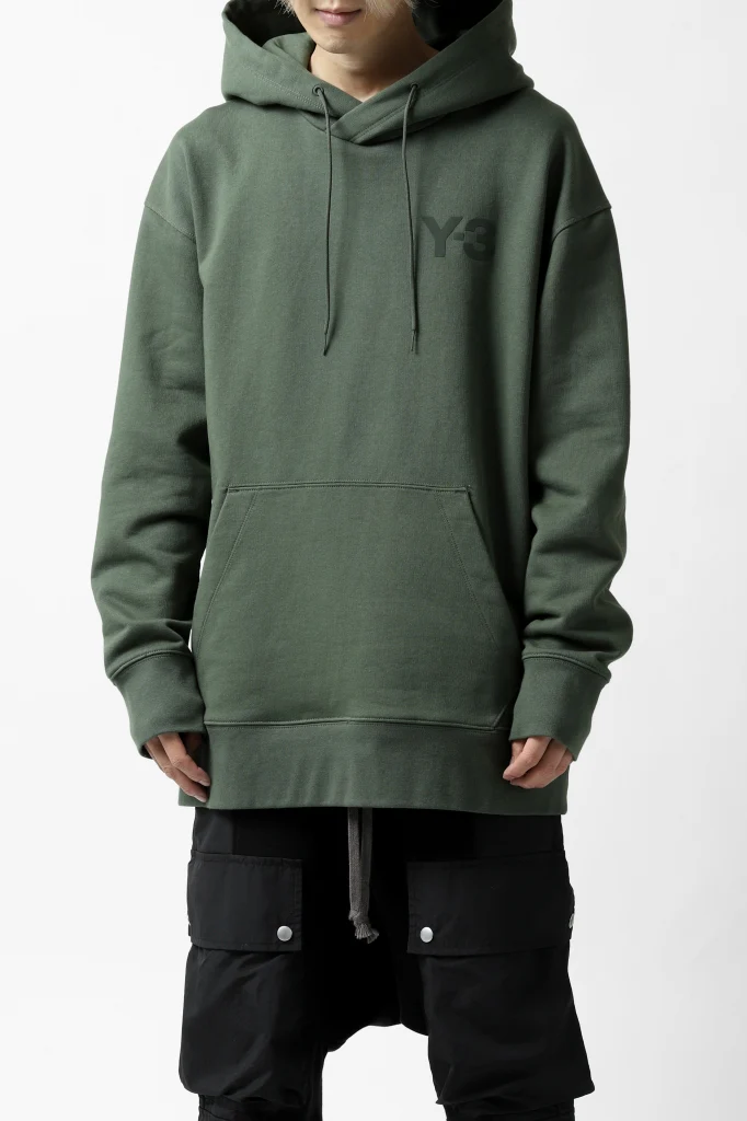 Y-3 Yohji Yamamoto CLASSIC CHEST LOGO HOODIE PARKA / FRENCH TERRY (GREEN) - Image 4