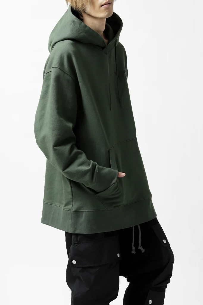 Y-3 Yohji Yamamoto CLASSIC CHEST LOGO HOODIE PARKA / FRENCH TERRY (GREEN) - Image 5