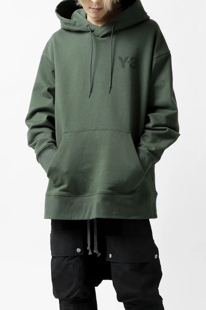 Y-3 Yohji Yamamoto CLASSIC CHEST LOGO HOODIE PARKA / FRENCH TERRY (GREEN) - Image 6